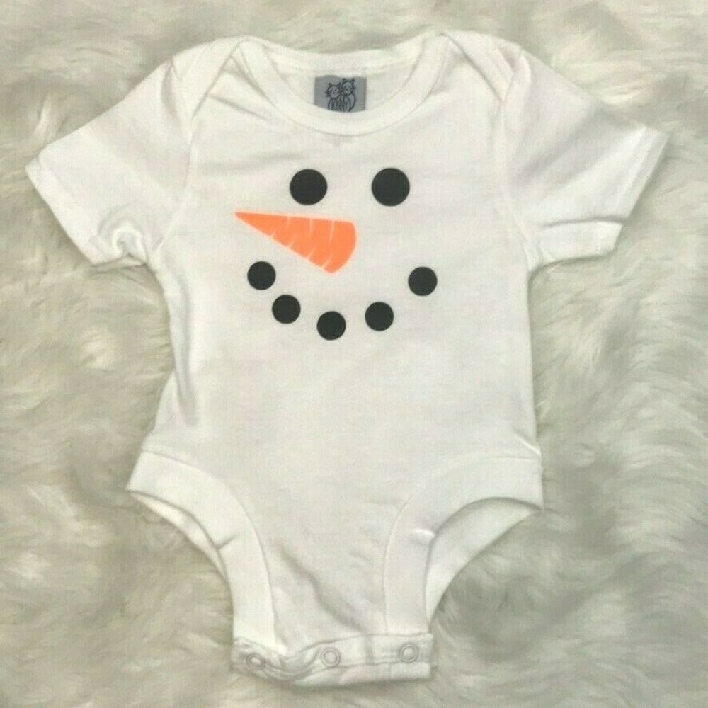 Baby One Piece Bodysuit 6 Month Snowman Face